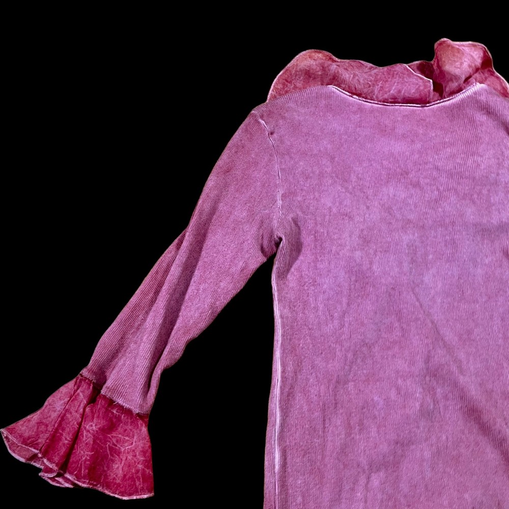 Soft Surroundings Blouse Women's XS Pink 3/4 Sleeve Ruffles - Picture 8 of 15
